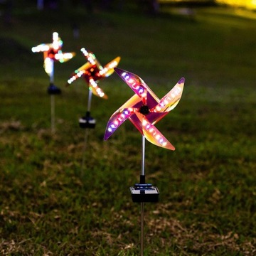 2 ШТ. ЦВЕТНАЯ СОЛНЕЧНАЯ САДОВАЯ ЛАМПА ВЕТРЯНАЯ МЕЛЬНИЦА 32LED
