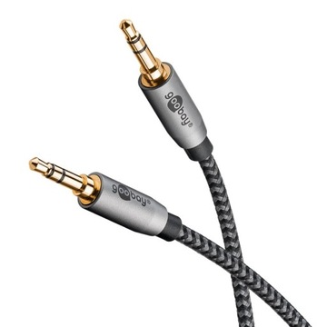 Elastyczny Kabel audio Jack 3,5mm x2 Goobay Plus 3m oplot z tekstylu