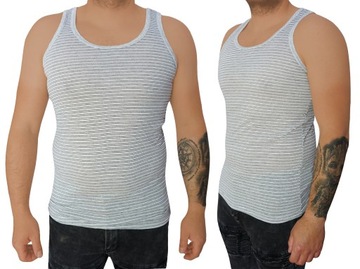 Podkoszulka męska na ramiączka w paski bawełna 4XL