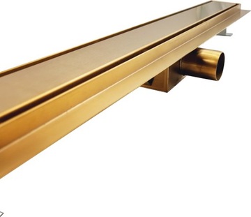 SANITLINE Линейный слив ЗОЛОТО / ЛАТУНЬ 2В1 ДЛЯ ПЛИТКИ ИЛИ ГЛАДКОЙ 70см PL