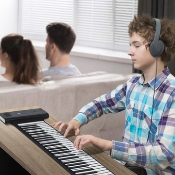 Pianino zwijane 88 klawiszy przenośne 128 rytmów ładowane USB do nauki