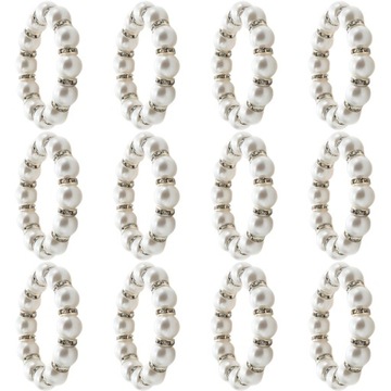 12 шт. КОЛЬЦА ДЛЯ САЛФЕТОК ЖЕМЧУЖНЫЕ ПОДСТАВКИ ДЛЯ САЛФЕТОК ЖЕМЧУЖНЫЕ