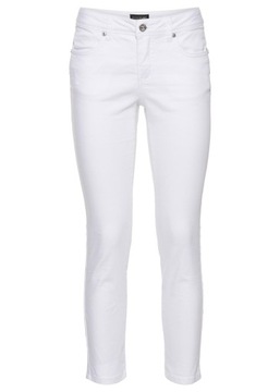 SPODNIE 7/8 SKINNY FIT BIAŁE ZE STRETCHEM 1H3E23 Bonprix 40