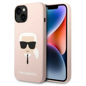 Pouzdro pro iPhone 14 Plus Karl Lagerfeld Silicone Karl's Head Růžové