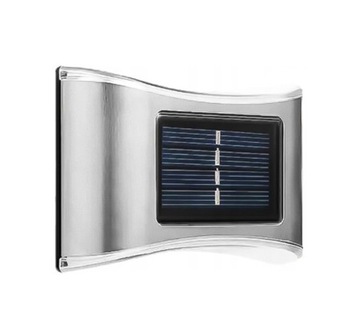 SREBRNY SOLARNY KINKIET OGRODOWY Z CZUJNIKIEM ZMIERZCHU PANEL SOLARNY