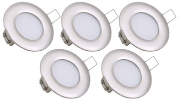 5x OCZKO WPUSTOWE LED 5W - NEUTRALNA - NIKIEL MAT