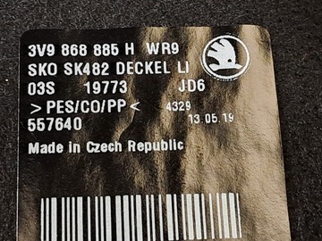 BOCZEK BAGAŻNIKA LEWY POD SUBWOOFER SKODA SUPERB 3 III 19r KOMBI