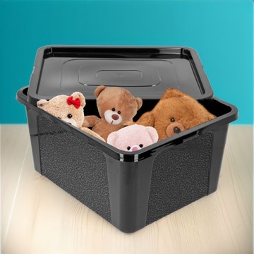 Пластиковый ящик-органайзер, 20л, черный, большой, для игрушек