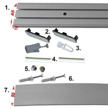 СЕРЫЙ Потолочный рельс ПВХ с двойной направляющей 200+ КРЫШКА