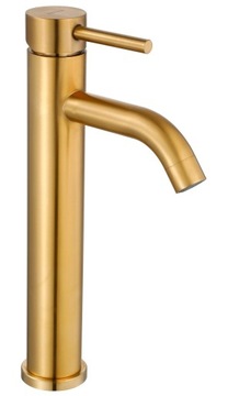BATERIA umywalkowa ZŁOTA mat WYSOKA gold DŁUGA wyl