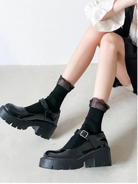 DA14 CZARNE SKARPETKI FALBANKA ANIME GOTH 35-39