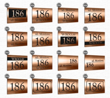 NUMER NA BUDYNEK dom Tabliczka MIEDŹ ALUMINIUM 3D