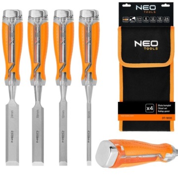 NEO CHISEL набор столярных стамесок для подбивки 4 шт. 6,12,18,24 + ЧЕХОЛ 37-900