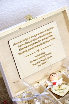 Pamiątka Pierwszej Komunii Świętej GOTOWY Prezent na Komunię BIAŁE PUDEŁKO