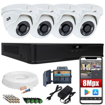 MONITORING UHD 8MPX 4 KAMERY DZIEŃ NOC PODGLĄD P2P