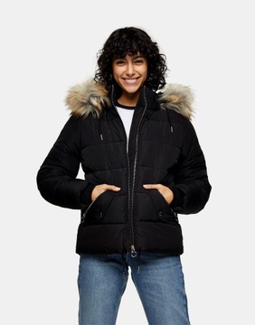 TOPSHOP R.36 26R03TBLK PIKOWANA KURTKA SZTUCZNE FUTERKO PARKA