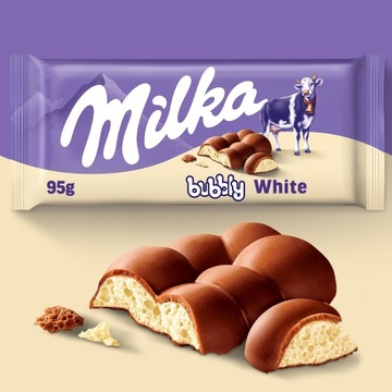 Milka czekolada mleczna z alpejskiego mleka Bubbly Milk & White 95