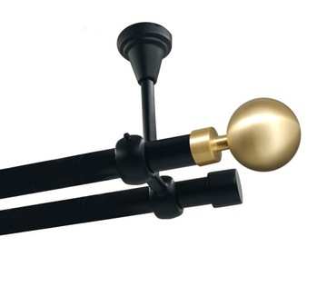 Karnisz podwójny METAL SUFIT 19+19mm CZARNY 200cm KULA MODERN BEZ KÓŁEK