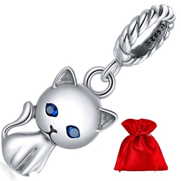 G678 Kot kotek srebrny charms zawieszka