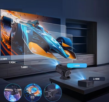 ПРОЕКТОР ANDROID TV WIFI FULL HD ПОРТАТИВНЫЙ УМНЫЙ ВРАЩАЮЩИЙСЯ ДИНАМИК