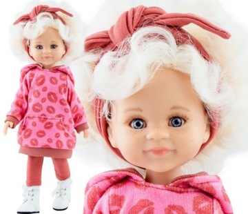 LALA W ŚLICZNEJ RÓŻOWEJ BLUZIE DŁUGIE WŁOSY 32CM