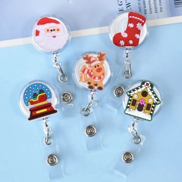 1 шт., елочный шар, снежный человек, Санта-Клаус, выдвижная катушка для значка