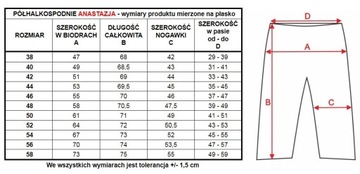 Półhalkospodnie damskie Anastazja szeroka nogawka : Kolor - Granatowy, Rozm