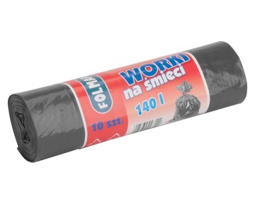 WORKI NA ŚMIECI ODPADY CZARNE EKO MOCNE 28 MIKRONÓW 90x110 140 L 10szt.