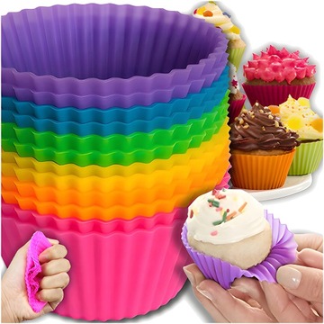 FOREMKI SILIKONOWE NA MUFFINKI BABECZKI FORMA DO PIECZENIA PAPILOTKI 12 SZT