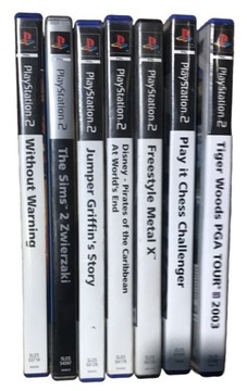 ZESTAW 7 GIER PS2 SIMS 2 ZWIERZAKI JUMPER WITHOUT WARNING TIGER CHESS PIRAT