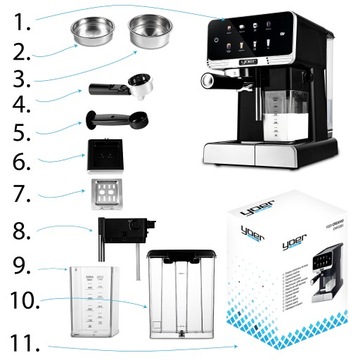 Кофемашина Yoer 1350W, давление 20 бар + светодиод + термоблок АВТОМАТИЧЕСКИЙ