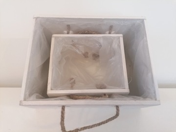 Белые деревянные ящики, 2 шт, с веревкой для цветочных коробок.