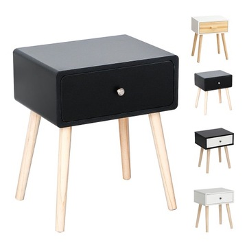 STOLIK NOCNY Z SZUFLADAMI STOLIK POMOCNICZY DREWNO KOMODA SZAFKA NOCNA 50CM