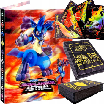 Zestaw Album na 120 Kart + POKEMON Karty Kolekcjonerskie Czarne 55 Kart