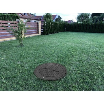 Крышка септика 80HD с ключом, черный полимер Люк-лаз, садовый колодец.