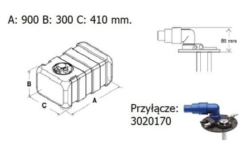 ТОПЛИВНЫЙ БАК 91Л 910х300+30х410