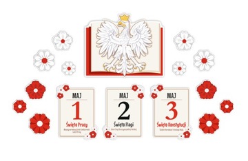 Dekoracja Patriotyczna - ORZEŁ 1 2 3 Maja ŚWIĘTO KONSTYTUCJI (rozmiar XXL)