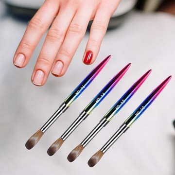 Набор из 4 акриловых кистей для ногтей, размер 10/12/14/16 кистей