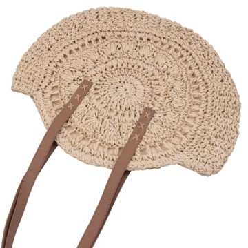 Бежевая женская пляжная сумка-шоппер на плечо