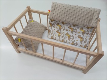 ДЕРЕВЯННАЯ КУКОЛЬНАЯ КРОВАТЬ + МИНКИ