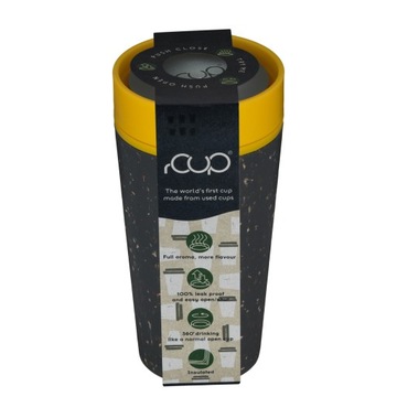 Экологическая термокружка из переработанных материалов, черно-желтая, круглая