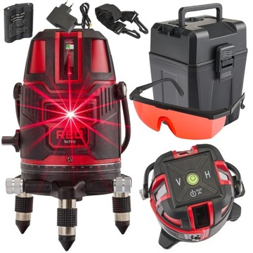 POZIOMICA LASEROWA LASER KRZYŻOWY 360 CZERWONY MOCNY 40M WALIZKA OKULARY