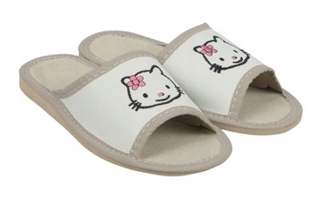 Kapcie Dziecięce Pantofle Domowe Hello Kitty Skóra r. 29-35