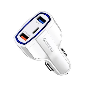 Автомобильное зарядное устройство, USB -тип C 7A QC 3.0 + USB -тип кабеля