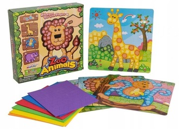 Альбом для вырезок из пенопласта Мозаика Животные Зоопарк 3+ Блестящий малыш Аскато