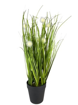 ИСКУССТВЕННАЯ ТРАВА В ГОРШКЕ, БЕЛЫЕ ШАРИКИ