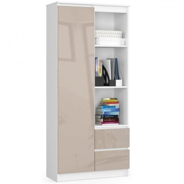 Regał biurowy 80cm Biały Cappuccino Połysk KLIO AC