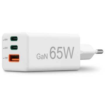 Сетевое зарядное устройство Mega fast Hama GaN 65 Вт PD/QC, 2 выхода USB-C, 1 выход USB-A