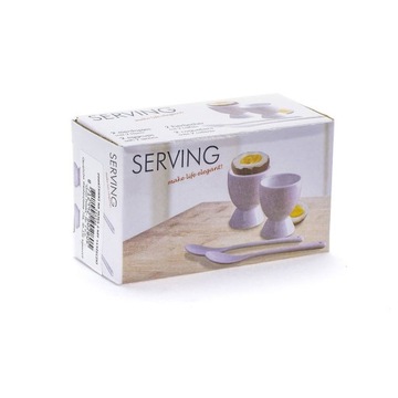 Фарфоровые подставки для яиц с белыми ложками, набор из 4 шт.