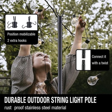 Набор из 2 шт., гирлянда длиной 10 футов, уличные подвесные столбы, стержень для кемпинговой лампы с остроумием